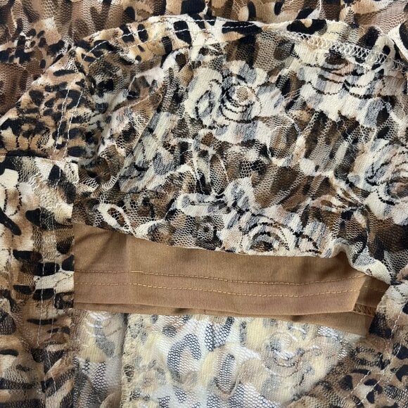Poof Apparel Leopard Print Dress Small Brown New Lace-Back - Picture 6 of 10